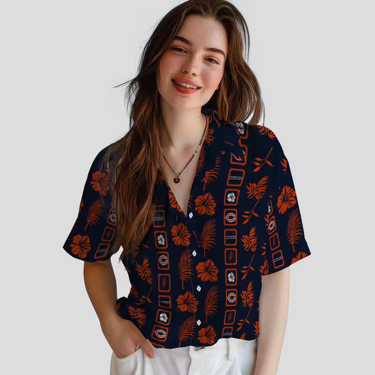 Chicago Bears Floral Hawaiian Shirt – Blue Aloha Shirt, Tropical Framed Print