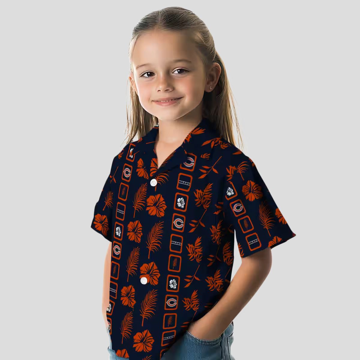 Chicago Bears Floral Hawaiian Shirt – Blue Aloha Shirt, Tropical Framed Print