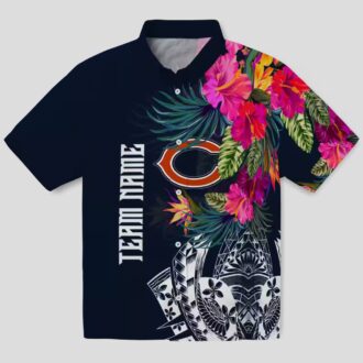 Chicago Bears Floral Polynesian Hawaiian Shirt – Blue Tropical Shirt for Summer Beach Wear