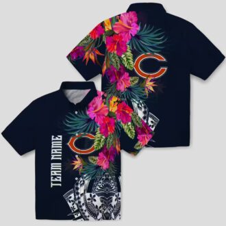 Chicago Bears Floral Polynesian Hawaiian Shirt – Blue Tropical Shirt for Summer Beach Wear