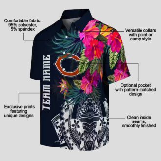 Chicago Bears Floral Polynesian Hawaiian Shirt – Blue Tropical Shirt for Summer Beach Wear