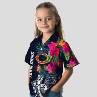 Chicago Bears Floral Polynesian Hawaiian Shirt – Blue Tropical Shirt for Summer Beach Wear