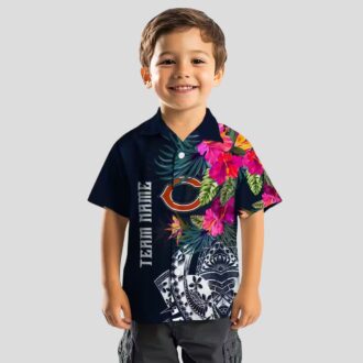 Chicago Bears Floral Polynesian Hawaiian Shirt – Blue Tropical Shirt for Summer Beach Wear