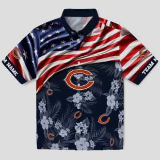 Chicago Bears Game Day Hawaiian Shirt – NFL Team US Flag Hibiscus Blue Print