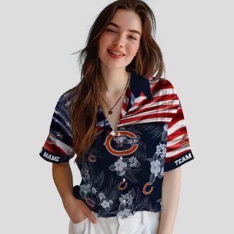 Chicago Bears Game Day Hawaiian Shirt – NFL Team US Flag Hibiscus Blue Print