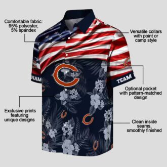 Chicago Bears Game Day Hawaiian Shirt – NFL Team US Flag Hibiscus Blue Print