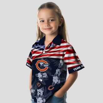 Chicago Bears Game Day Hawaiian Shirt – NFL Team US Flag Hibiscus Blue Print