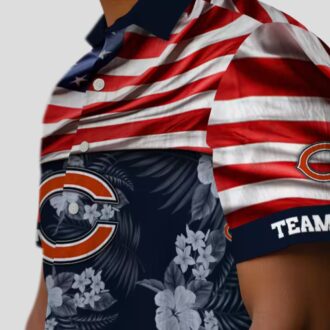 Chicago Bears Game Day Hawaiian Shirt – NFL Team US Flag Hibiscus Blue Print