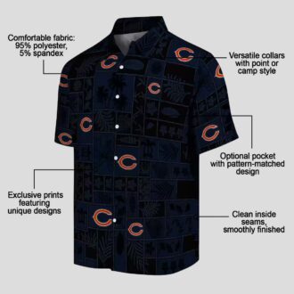 Chicago Bears Hawaiian Button Up Shirt – Tropical Patchwork Blue Black Aloha Shirt