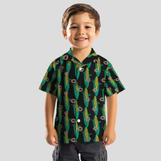 Chicago Bears Hawaiian Shirt for NFL Fans – Black & Green Corn Motif Button Up Aloha Shirt