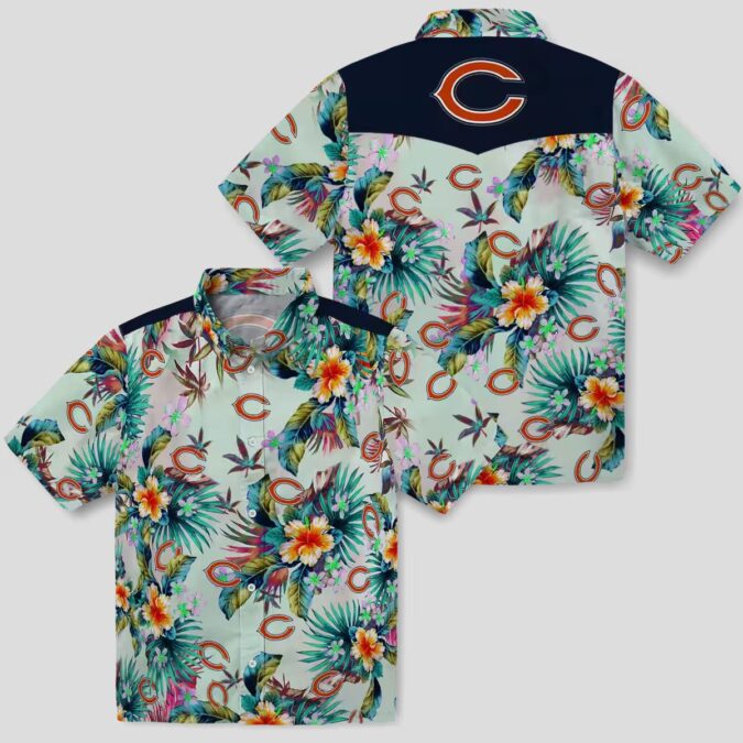 Chicago Bears Hawaiian Shirt for NFL Fans – Tropical Foliage Green Button Up