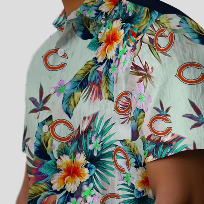 Chicago Bears Hawaiian Shirt for NFL Fans – Tropical Foliage Green Button Up