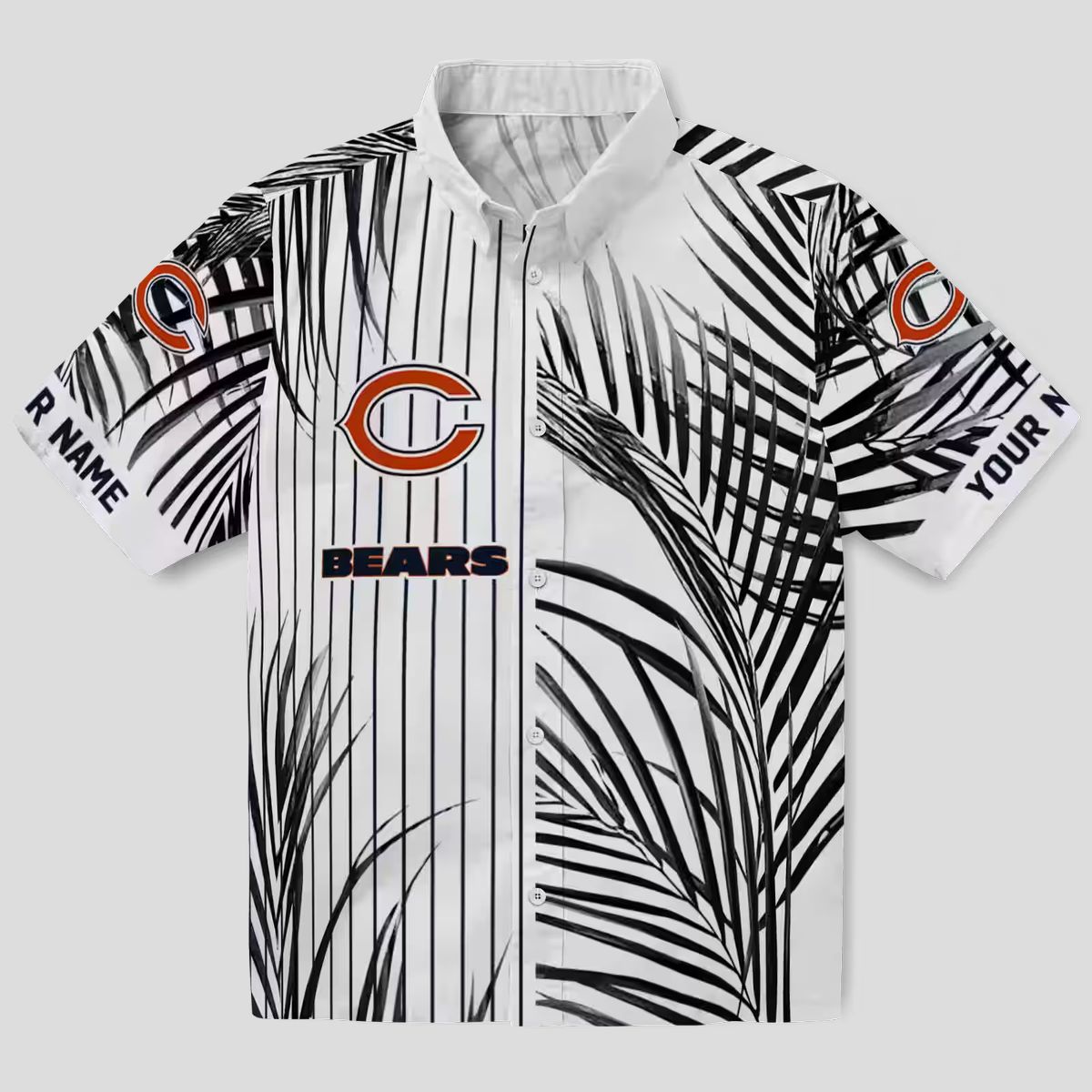 Chicago Bears NFL Hawaiian Shirt – Palm Stripes in Blue & Black for Summer Beach Wear