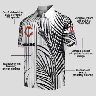 Chicago Bears NFL Hawaiian Shirt – Palm Stripes in Blue & Black for Summer Beach Wear