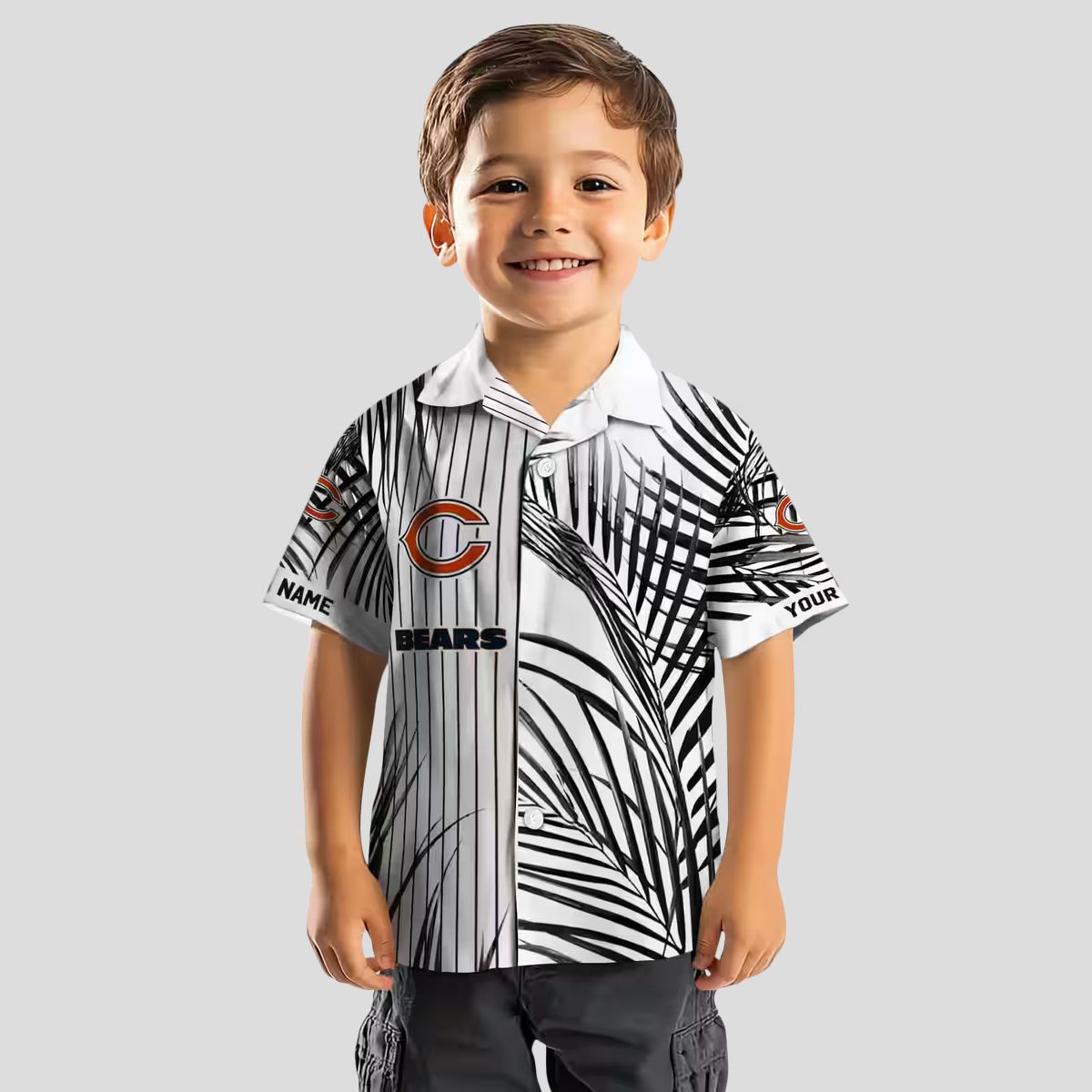 Chicago Bears NFL Hawaiian Shirt – Palm Stripes in Blue & Black for Summer Beach Wear