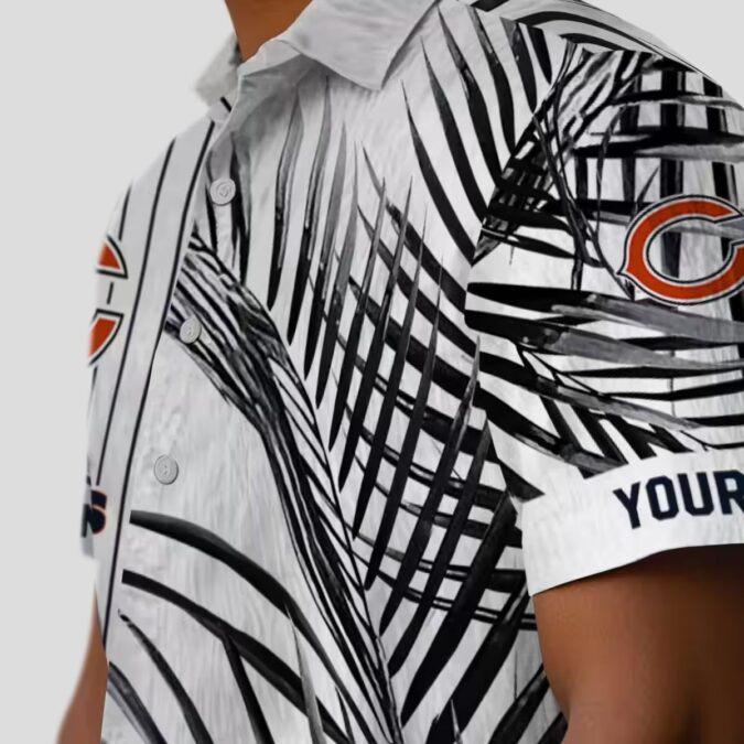 Chicago Bears NFL Hawaiian Shirt – Palm Stripes in Blue & Black for Summer Beach Wear