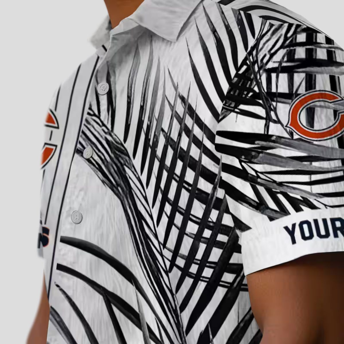 Chicago Bears NFL Hawaiian Shirt – Palm Stripes in Blue & Black for Summer Beach Wear