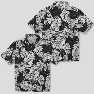 Chicago Bears NFL Hawaiian Shirt – Tropical Monstera Leaf Black Aloha Shirt for Men