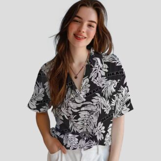 Chicago Bears NFL Hawaiian Shirt – Tropical Monstera Leaf Black Aloha Shirt for Men