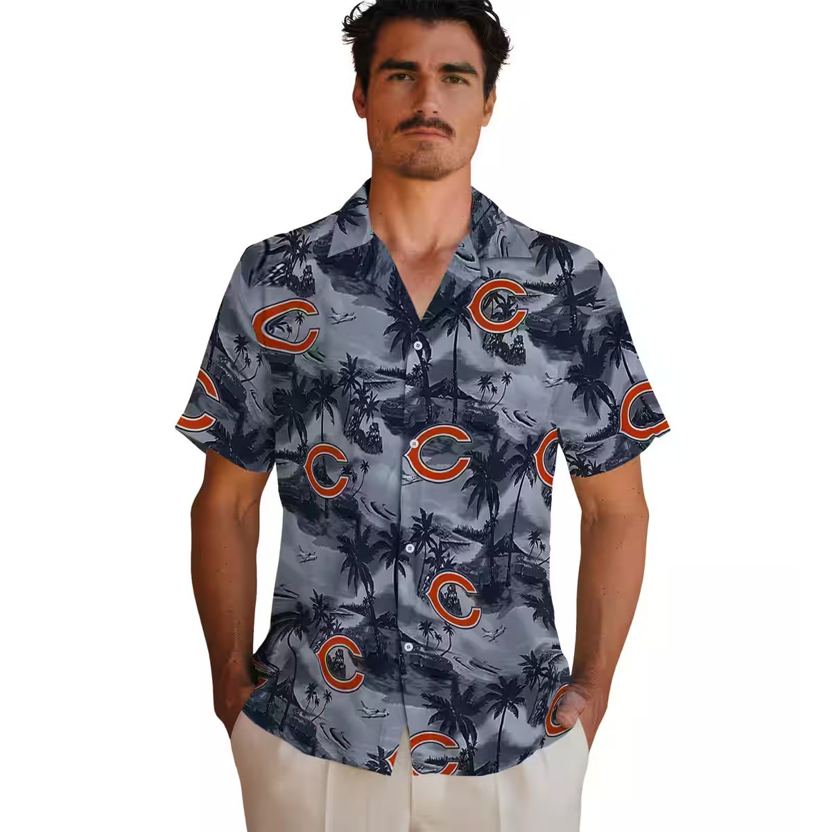 Chicago Bears Palms Button Up Hawaiian Shirt – Tropical Coastal Aloha Shirt