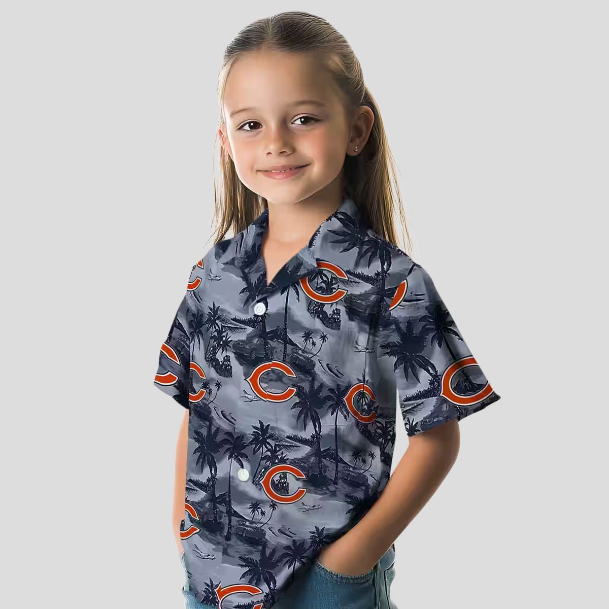 Chicago Bears Palms Button Up Hawaiian Shirt – Tropical Coastal Aloha Shirt