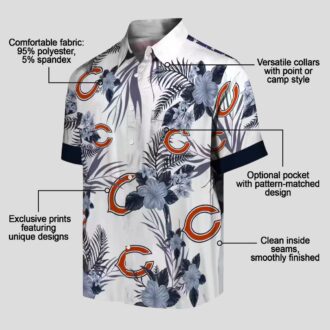 Chicago Bears Patriotic Aloha Hawaiian Shirt – Blue White Hibiscus Design