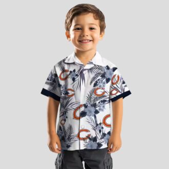 Chicago Bears Patriotic Aloha Hawaiian Shirt – Blue White Hibiscus Design