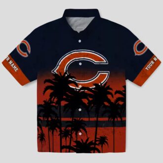 Chicago Bears Sunset Hawaiian Shirt – Personalized Blue Black Tropical Button Up