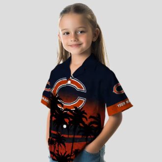 Chicago Bears Sunset Hawaiian Shirt – Personalized Blue Black Tropical Button Up
