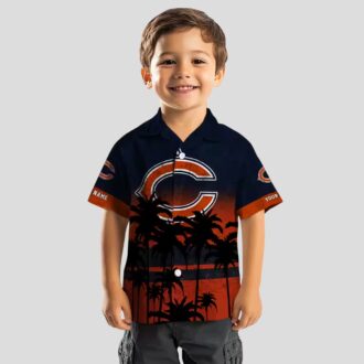 Chicago Bears Sunset Hawaiian Shirt – Personalized Blue Black Tropical Button Up