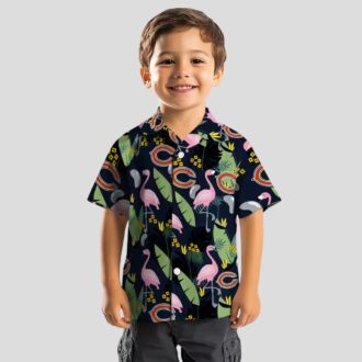 Chicago Bears Tropical Beach Hawaiian Shirt, Flamingo Leaves Blue Aloha Shirt for NFL Fans