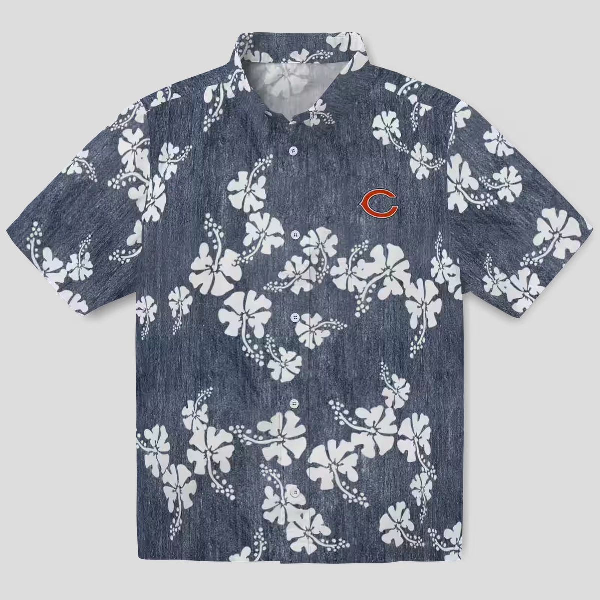 Chicago Bears Tropical Blue Hawaiian Shirt - Hibiscus Cluster Print