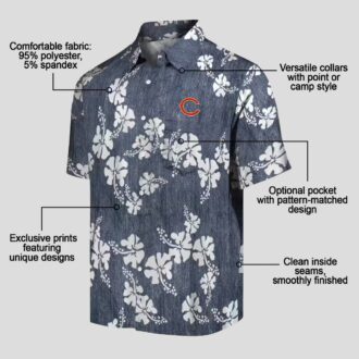 Chicago Bears Tropical Blue Hawaiian Shirt - Hibiscus Cluster Print
