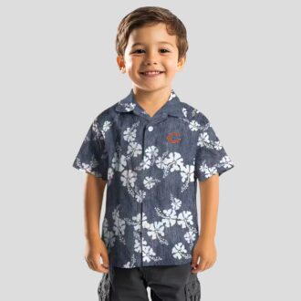 Chicago Bears Tropical Blue Hawaiian Shirt - Hibiscus Cluster Print