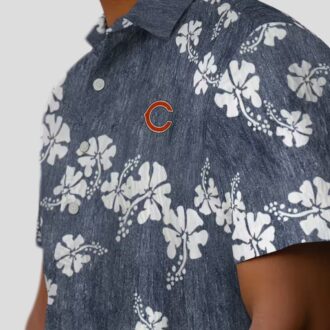 Chicago Bears Tropical Blue Hawaiian Shirt - Hibiscus Cluster Print