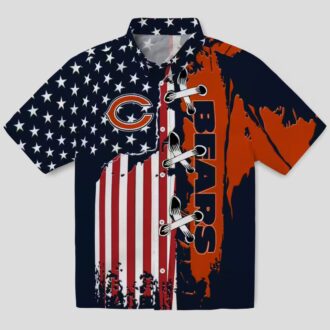 Chicago Bears Tropical Button Up Hawaiian Shirt – Stitched Flag Design