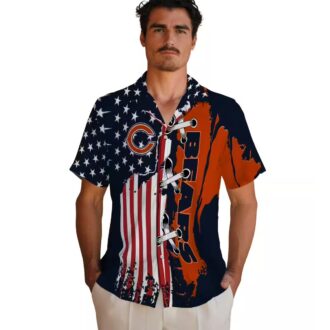 Chicago Bears Tropical Button Up Hawaiian Shirt – Stitched Flag Design