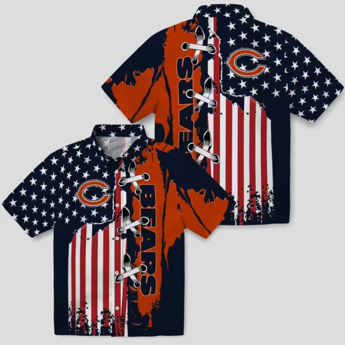 Chicago Bears Tropical Button Up Hawaiian Shirt – Stitched Flag Design