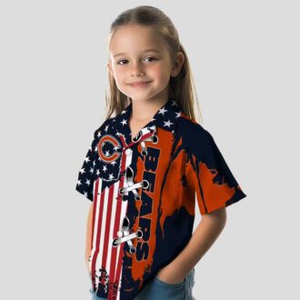 Chicago Bears Tropical Button Up Hawaiian Shirt – Stitched Flag Design