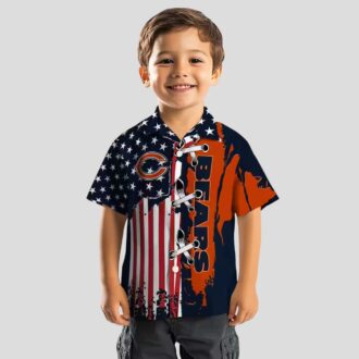Chicago Bears Tropical Button Up Hawaiian Shirt – Stitched Flag Design