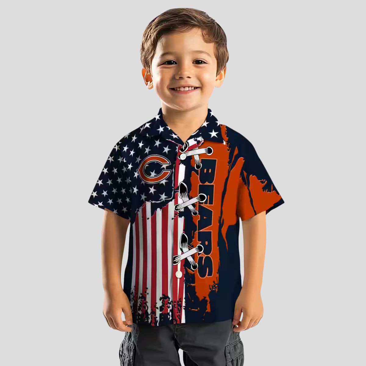 Chicago Bears Tropical Button Up Hawaiian Shirt – Stitched Flag Design