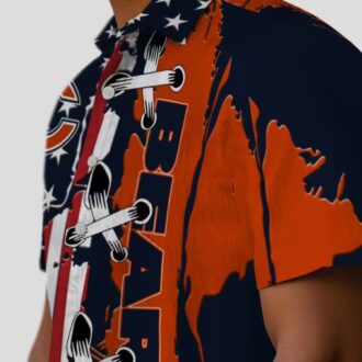 Chicago Bears Tropical Button Up Hawaiian Shirt – Stitched Flag Design