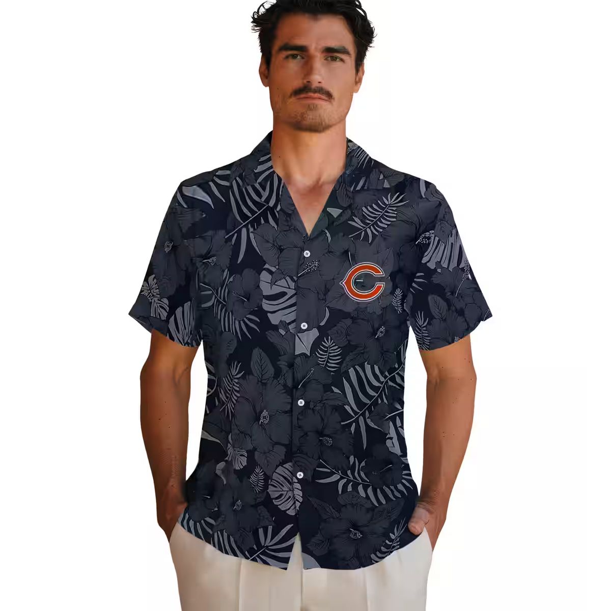 Chicago Bears Tropical Hawaiian Shirt – Jungle Vibes Blue Button Up for Summer