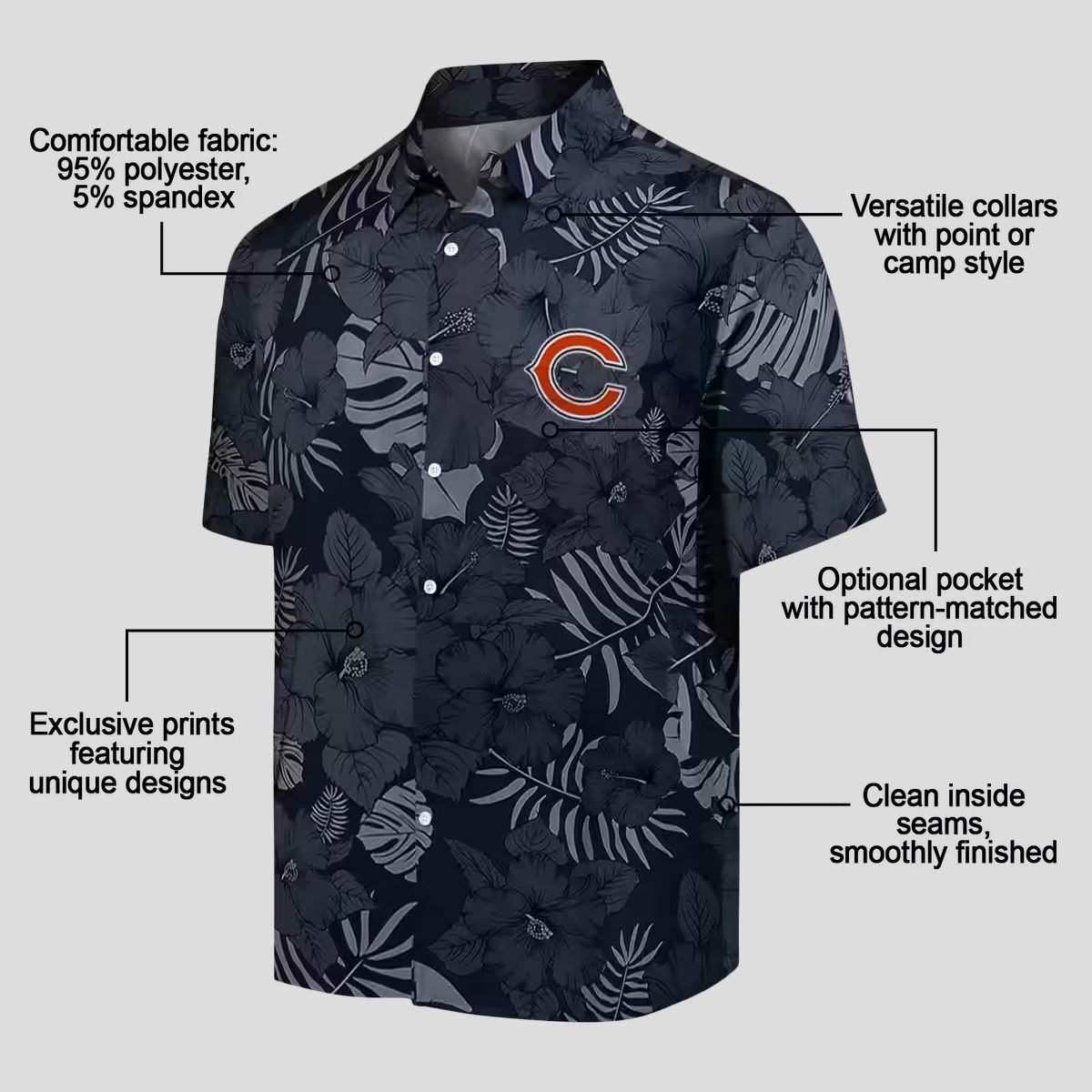 Chicago Bears Tropical Hawaiian Shirt – Jungle Vibes Blue Button Up for Summer