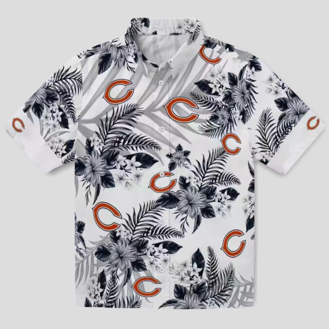 Chicago Bears Tropical Summer Hawaiian Shirt – Hibiscus Palm Leaves Blue Aloha Shirt