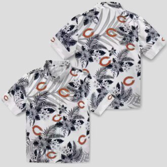 Chicago Bears Tropical Summer Hawaiian Shirt – Hibiscus Palm Leaves Blue Aloha Shirt