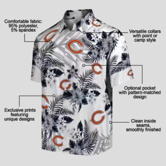 Chicago Bears Tropical Summer Hawaiian Shirt – Hibiscus Palm Leaves Blue Aloha Shirt