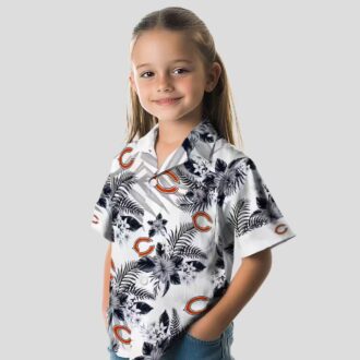 Chicago Bears Tropical Summer Hawaiian Shirt – Hibiscus Palm Leaves Blue Aloha Shirt