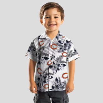 Chicago Bears Tropical Summer Hawaiian Shirt – Hibiscus Palm Leaves Blue Aloha Shirt
