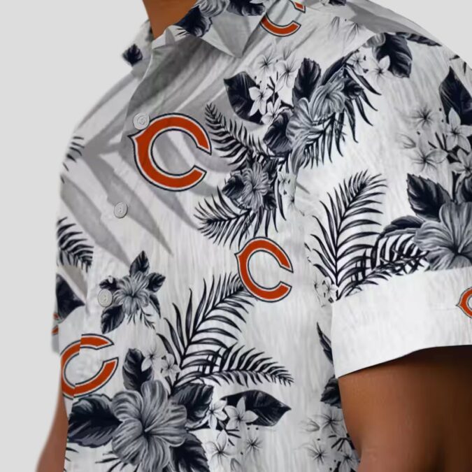 Chicago Bears Tropical Summer Hawaiian Shirt – Hibiscus Palm Leaves Blue Aloha Shirt